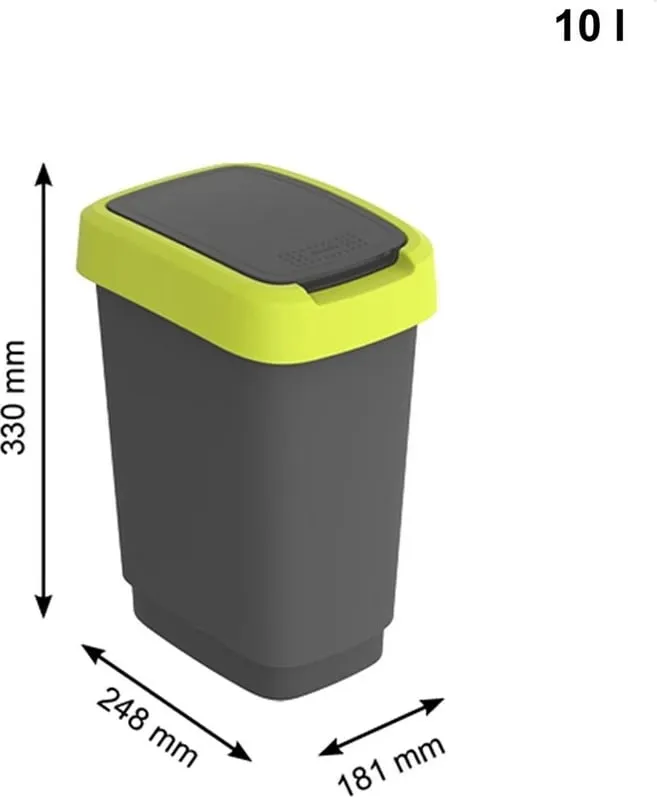 Kosh mbeturinash Rotho Twist 10L, Plastikë, Lime - 3