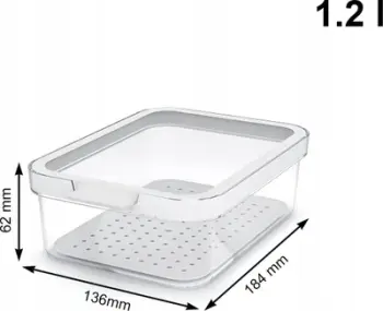 Organizues frigoriferi Rotho Cauma, 1.2L, plastikë transparente, i bardhë