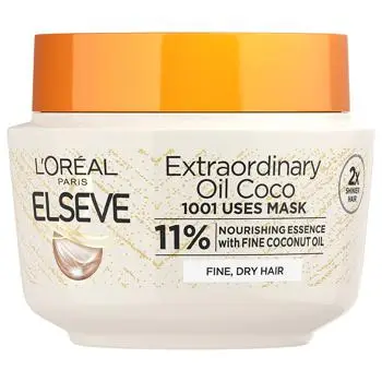 Maskë për flokë L'Oreal Paris Elseve, Extraordinary Coconut Oil, 300 ml