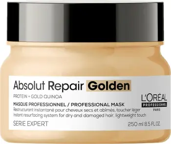 Maskë për flokë të thatë dhe të dëmtuar L'Oreal Professionnel Serie Expert Absolut Repair Golden Mask, 250 ml