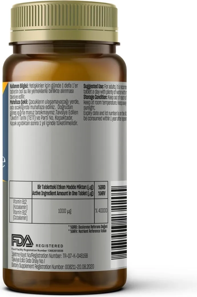 Suplemente Talya Herbal Vitamin B12 Methylcobalamine 1000 µg, 60 tableta, 30g - 2