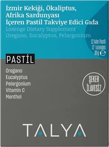 TALYA Herbal Lozenges w/ Oregano, Eucalyptus, Pelargonium, Vit C, 12 pastile