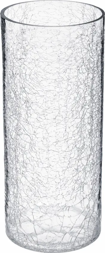 Vazo cilindrike Atmosphera Cracked Glass, 30cm, qelq transparent