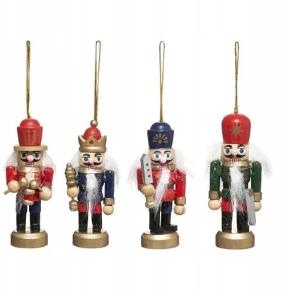 Set figurina Krishtlindjesh Feeric Christmas, 4 Nutcracker prej druri, shumëngjyrëshe - 1