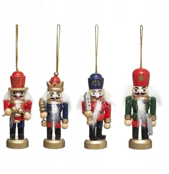 Set figurina Krishtlindjesh Feeric Christmas, 4 Nutcracker prej druri, shumëngjyrëshe
