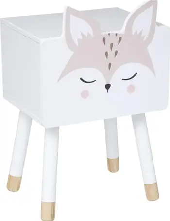 Komodinë natyrale Atmosphera Soft Fox, 2 sirtarë, MDF dhe dru pishe, e bardhë
