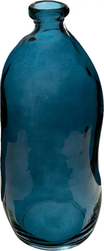 Vazo qelqi Atmosphera Bottle, qelq i ricikluar, stil boho, blu transparente