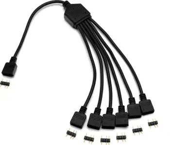 Kabllo ndarëse për ndriçim D-RGB EK Water Blocks, 6 dalje, 5V, e zezë