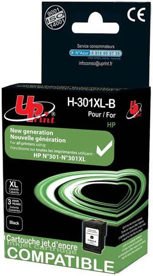 Ngjyrë për printer UPrint H-301XLB/ CH563EE, e zezë - 1