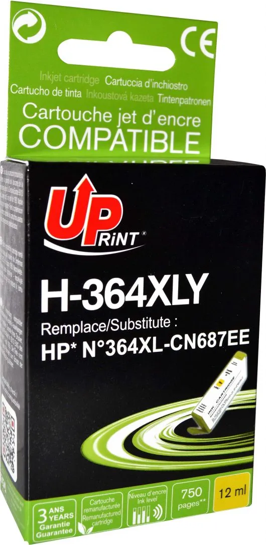 Ngjyrë për printer UPrint H-364XLY / CB325EE, e verdhë - 1