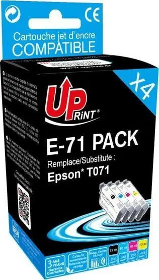 Kartutxh boje Uprint Compatible Epson T0715 Cheetah, set 4 copë, shumëngjyrëshe