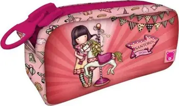 Penar Santoro Pencil Case Fairground Carousel, me zinxhir të madh, dizajn Gorjuss, rozë