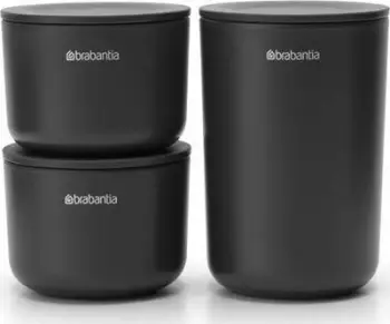 Kavanoz ruajtjeje për banjo Brabantia ReNew MPN 281303, grisë e errët, set 3 copë