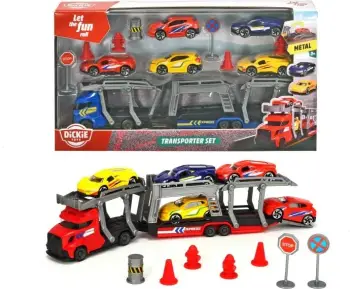 Set lodër kamion dhe 5 makinapër fëmjë Dickie DICKIE CITY Set with tow truck, cars and accessories