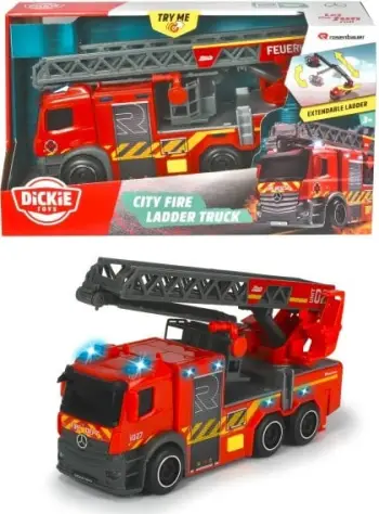 Lodër kamion zjarrfikës Dickie SOS Fire Truck Rosenbauer, 23 cm, me drita dhe tinguj, i kuq