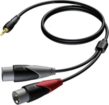Kabllo audio Procab CLA712, jack 3.5mm në 2x XLR, 3m, e zezë