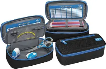 Mbështjellës lapsash WEDO 242 43010, poliester, zi/blu, me zinxhir