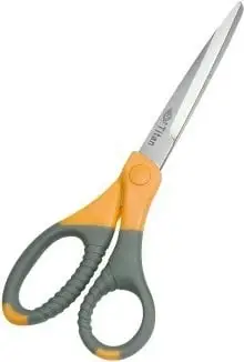 Gërshërë WEDO 9857, dorezë ergonomike, titanium, gri/verdhe