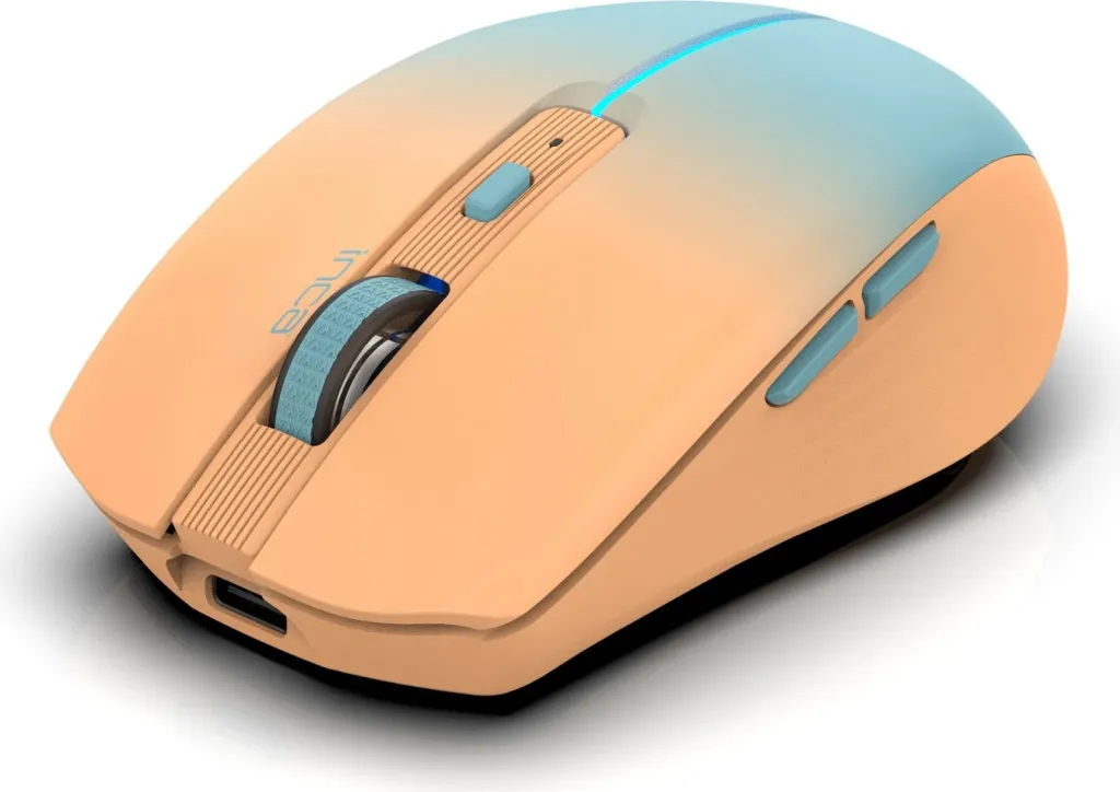 Maus Inca IWM-511RT, wireless & Bluetooth, 1600 DPI, 6 taste, portokalli/blu - 2