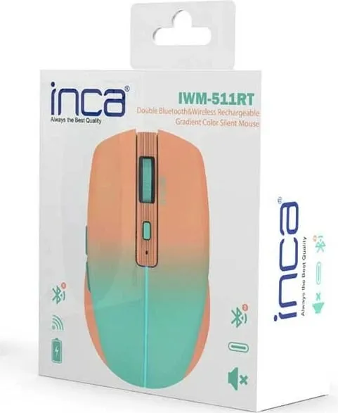 Maus Inca IWM-511RT, wireless & Bluetooth, 1600 DPI, 6 taste, portokalli/blu - 6