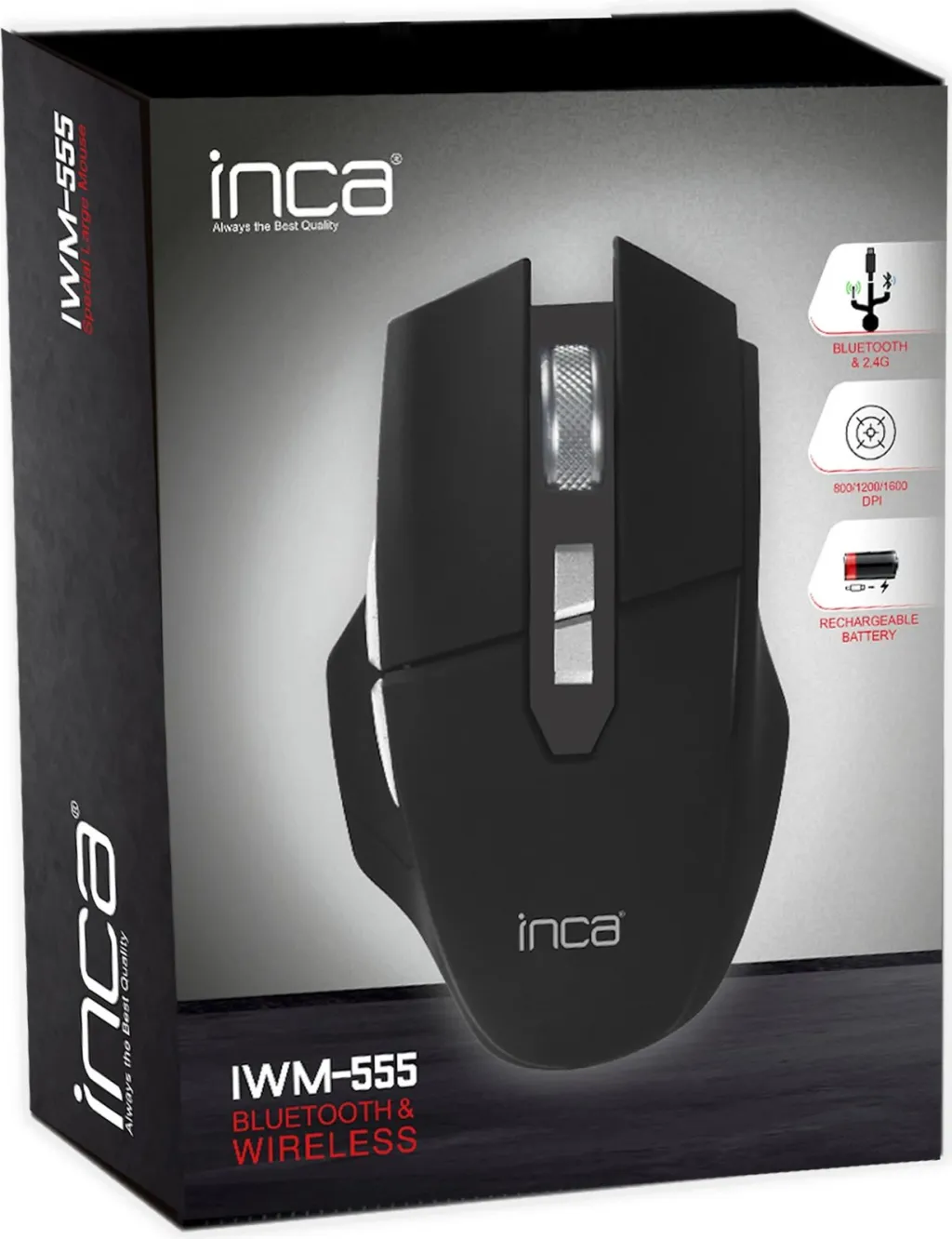 Maus Inca IWM-555, wireless & Bluetooth, 1600 DPI, USB-C, i zi - 4