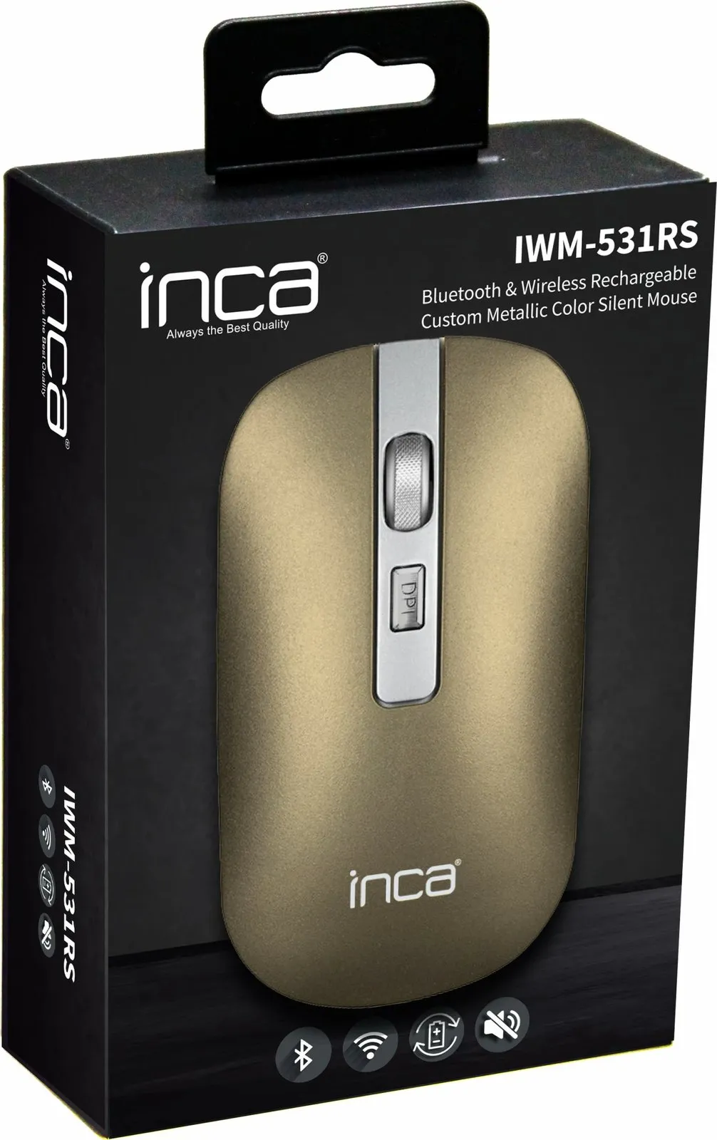 Maus Inca IWM-531RS, 1600 DPI, wireless & Bluetooth, ngjyrë metalike - 5