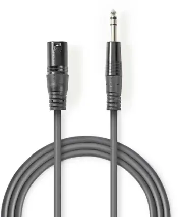 Kabllo audio Nedis OnStage Balanced XLR, 3.0 m, XLR mashkull në 6.35 mm mashkull, gri