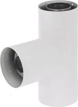 Tee reduktuese oxhaku SpiroFlex RSK SX TDNV80/125TDRB, 80/125 në 60/100, mure të dyfishta, e bardhë
