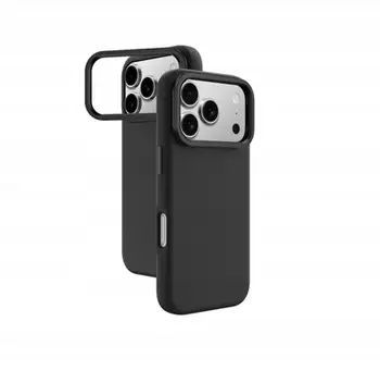 Mbrojtëse telefoni AmazingThing Glamour për iPhone 17 Pro Max, lëkurë PU, me këmbëz mbajtëse, e zezë