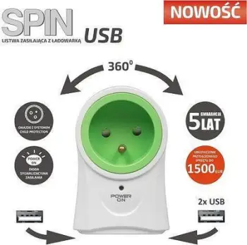 Prizë Ever SPIN 2xUSB-T, e gjelbër