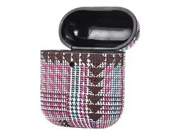 Kuti mbrojtëse për AirPods TerraTec AirBox Fabric Grain 2, me karabinë, rozë