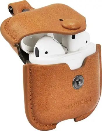 Kuti mbrojtëse TerraTec AirBox Shape për AirPods, me karabinë, kafe