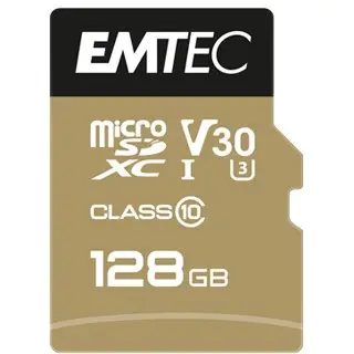 MicroSDXC EMTEC SpeedIN PRO 128 GB, Class 10, UHS-I, V30, e zezë/ari