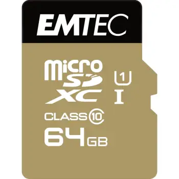 Kartelë memorie EMTEC microSDXC 64GB Class 10, e zezë/ari