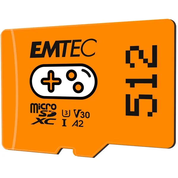 MicroSDXC EMTEC 512GB Gaming, UHS-I U3 V30 A2, portokalli - 1