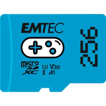 Kartelë memorie EMTEC ECMSDM256GXCU3G, 256 GB, MicroSDXC, UHS-I, Class 3, V30, kaltër
