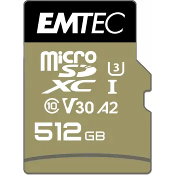 MicroSDXC EMTEC ECMSDM512GXC10SP 512GB Class 10 UHS-I A2 e zezë/ari