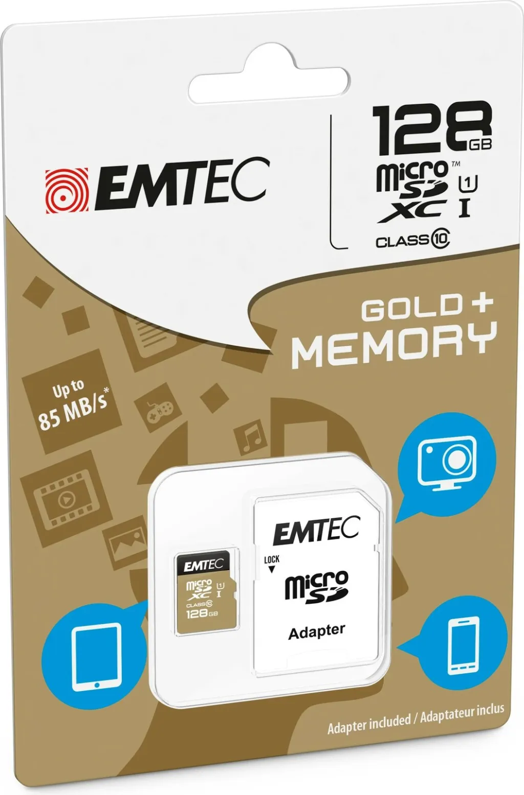 Kartelë memorie EMTEC microSDXC 128GB Class 10, e zezë/artë - 2