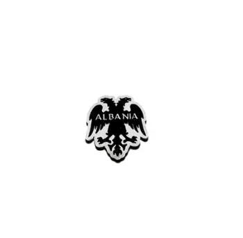 Magnet Rezniqi – Shqiponja me tekst ALBANIA, metalike me ngjyrë të zezë