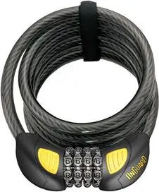 Dry biçiklete OnGuard Doberman 8031GLO, kabllo çeliku 12mm 185cm, kombinim, GLO