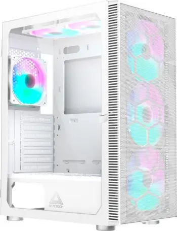 Kasë Montech X3 Mesh Mid Tower, RGB, Tempered Glass, e bardhë