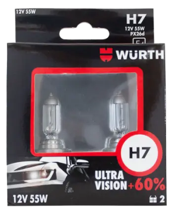 Set poça H7 Würth, 12V 55W, PX26D, +60%, 2 copë