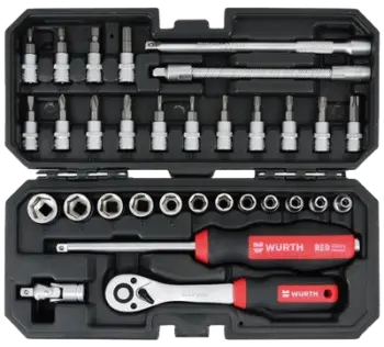 Set arpion me çelësa kokë, Würth, Redstripe, 1/4", 6 këndore, 32copë