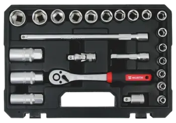 Set arpion me çelësa kokë, Würth, Redstripe, 3/8", 6 këndore, 24copë