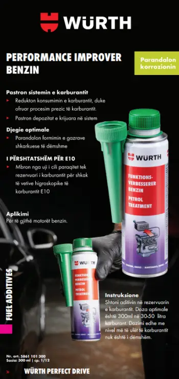 Aditiv pastrues i sistemit injektues dhe trajtim të benzinës Würth, 300ml