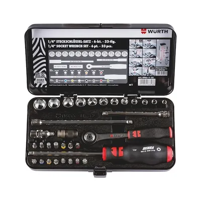 Set arpion me çelësa kokë, Würth, ZEBRA, 1/4", 33copë - 2