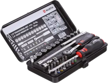 Set arpion me çelësa kokë, Würth, ZEBRA, 1/4", 33copë