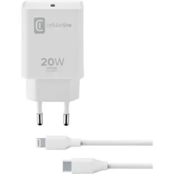 Set karikimi Cellularline USB-C C2l, 20W, + kabllo, i bardhë