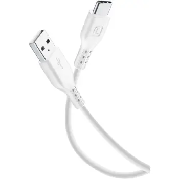 Kabllo Cellularline USBDATACUSBA-CW, USB-A/Type-C, 1..2m, e zezë