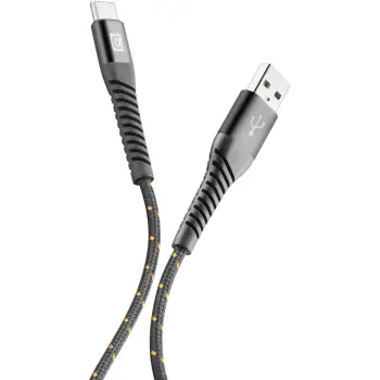 Kabllo Cellularline Tetraforce TETRACABTYC1MK, USB-A/Type-C, 1..2m, e zezë